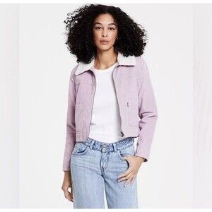Levi's Women's Retro Sherpa-Collar Ribbed Corduroy Trucker Jacket Medium Lilac